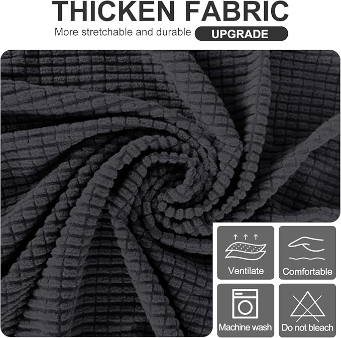 U-NICE HOME Stretch Futon Cover Armless Bed Slipcover - Soft Jacquard Fabric Washable for Pet Friendly, Dark Grey