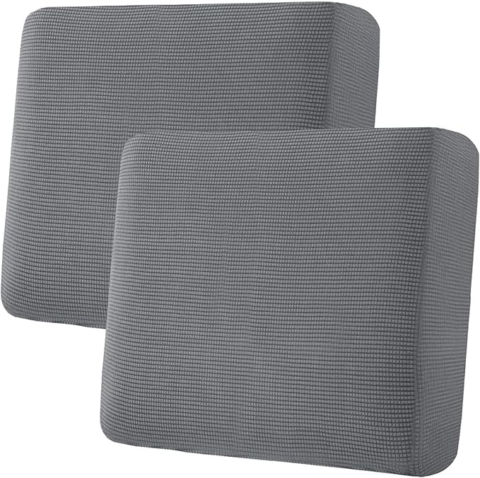 H.VERSAILTEX Super Stretch Individual Seat Sofa Covers Couch Cushion Covers Slipcover Sets Thick Jacquard Textured Twill Fabric (2 Piece Large, Grey)