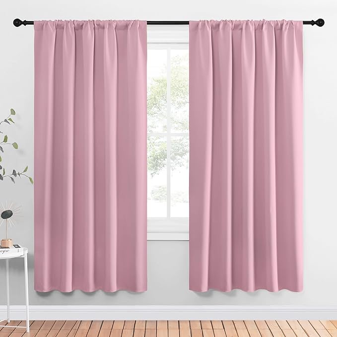 NICETOWN Window Curtains Blackout Drapes, Rouge Pink, 1 Pair, 52 by 72-Inch, Thermal Insulated Solid Rod Pocket Blackout Curtains/Draperies for Living Room