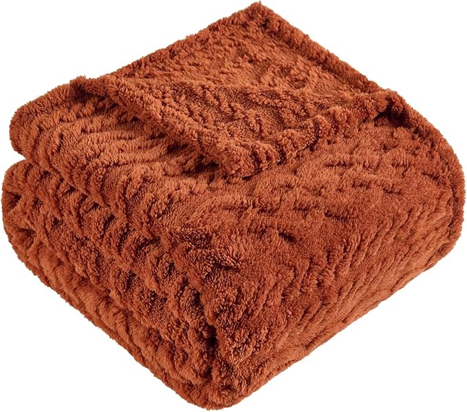 50x70 Inch Rust Throw Blanket - Soft & Fluffy Fleece, Cute & Aesthetic, Perfect for Sofa, Couch, Chair, Bed, Living Room & Bedroom, All-Season Use, Plush & Cozy Decorative Blanket