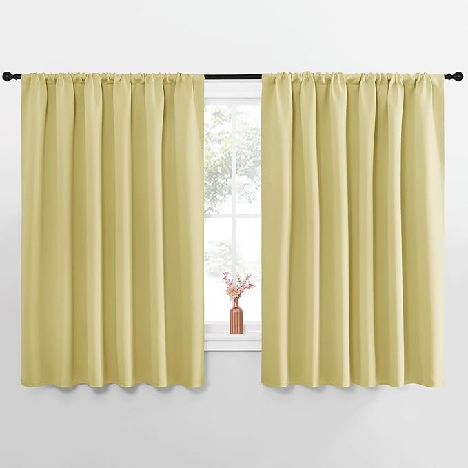 NICETOWN Blackout Curtains for Bedroom, Blackout Curtain Panels, Paler Yellow, 1 Pair, 70 by 63-inch, Window Treatment Energy Saving Thermal Insulated Solid Rod Pocket Blackout Drapes/Draperies