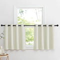 NICETOWN Natural Linen Room Darkening Curtain Valances for, Grommet Faux Linen Blend Short Curtains Thermal Insulated Window Tiers for Kitchen Over Sink, W52 x L30, Set of 2