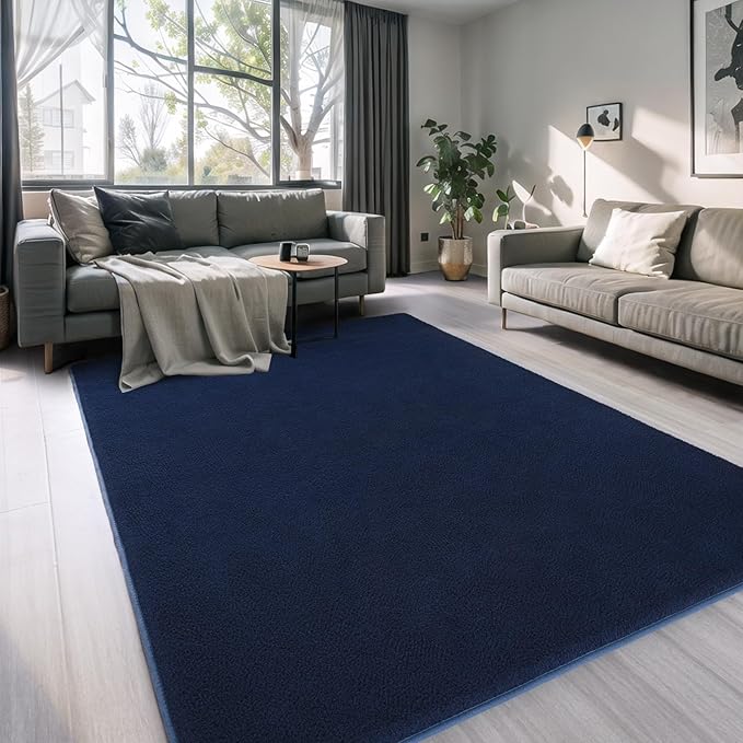 AROGAN Shag Runner Rug for Hallways, 2x6 Feet Washable Rugs with Memory Foam for Bedroom, Entryway Indoor Fluffy Throw Rug for Bedside Living Room Kids Girls Nursery Dorm Room Decor, Navy Blue