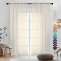 OVZME Cream Sheer Curtains 90 Inches Long 2 Panels - Soft Light Filtering Window Sheer Panels for Living Room/Bedroom, Top Dual Rod Pocket, 1 Pair, Each 42Wx90L Inches