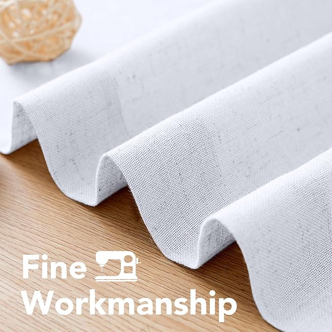 H.VERSAILTEX Elegant Natural Linen Blended Energy Efficient Light Filtering Linen Semi Sheer Textured Curtains/Nickel Grommet Window Treatments Panels/Drapes (Set of 2, Bright White, 52" x 45")