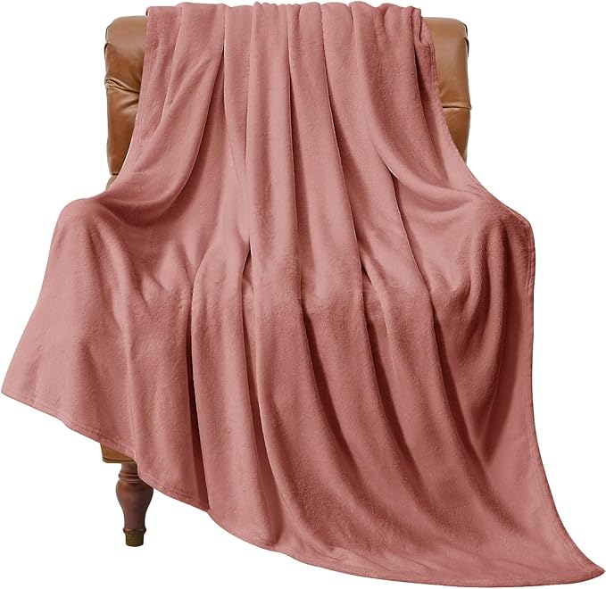 BEDELITE Fleece Blanket Dusty Pink Throw Blankets for Couch & Bed, Luxury Plush Cozy Fuzzy Blanket 50x60 inches, Super Soft Warm Lightweight Throw Blanket for Travel Camping