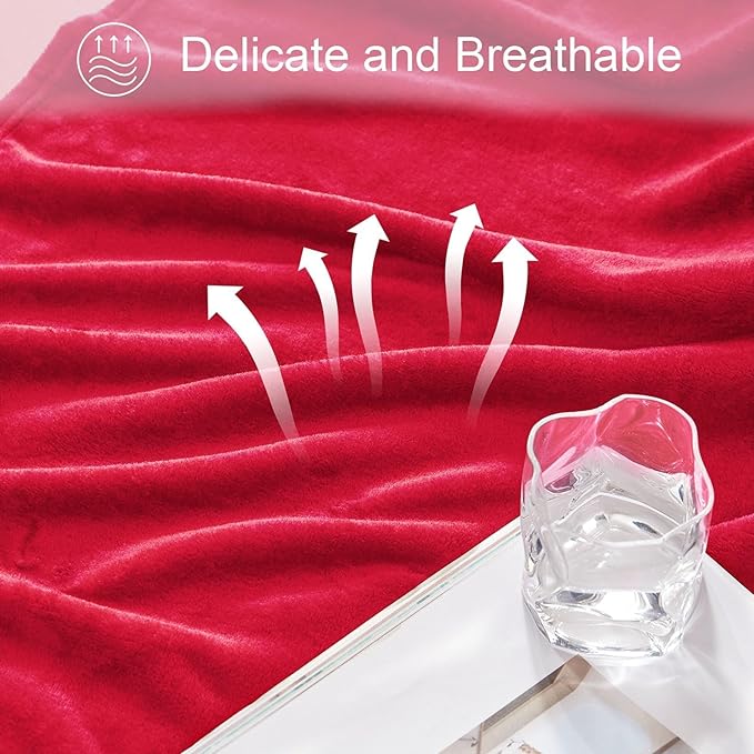 Exclusivo Mezcla Fleece Throw Blanket for Couch, Sofa, 300GSM Super Soft and Warm Blankets, Red Throw All Season Use, Cozy, Plush, Lightweight, 50x60 Inches