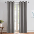 NICETOWN Room Darkening Cafe Satin Curtains for Small Windows, 42" Wide by 84" Long, 2 Panels, Chrome Gray, Grommet Privacy Blackout Drapes for Play Room
