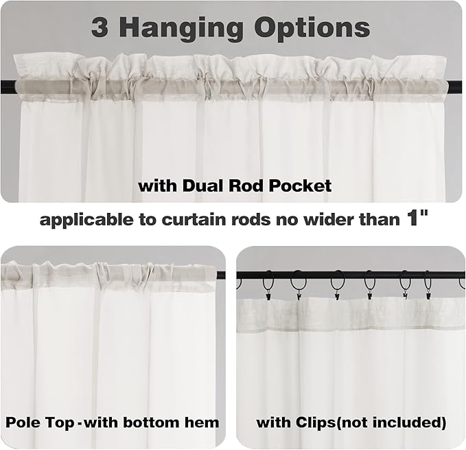 Chyhomenyc Ivory Sheer Curtains 84 Inches Long, Light Filtering Solid Color Window Sheer Curtain Panels, Elegant Rod Pocket Curtains Drapes for Living Room Bedroom, 2 Panels, 42" W x 84" L