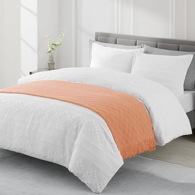 BOURINA Orange Throw Blanket 50 x90 Inches Throw Textured Solid Soft Sofa Throw Bed Runner Couch Cover Knitted Decorative Blanket Bed Runner