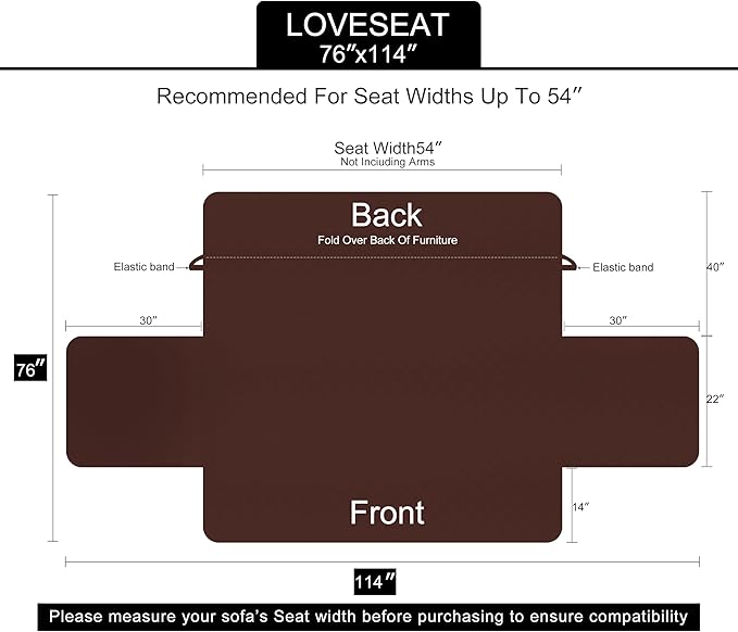 U-NICE HOME Loveseat Sofa Cover Reversible Couch Cover for Dogs with Elastic Straps Water Resistant Furniture Protector for Pets Couch Cover for 2 Cushion Couch (Loveseat, Light Camel/Beige)