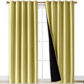 NICETOWN Paler Yellow Full Shade Curtain Panels, Pair of Energy Smart & Noise Blocking Out Blackout Drapes for Dining Room Window, Thermal Insulated Guest Room Lined Window Dressing, 70 x 84 inch