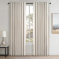 Topfinel 80 Inch Long Linen Blackout Curtains 2 Panels Set for Bedroom Back Tab Rod Pocket Pleated Boho Farmhouse Room Darkening Curtains for Sliding Glass Door,Cream Ivory, 52x80 in Length