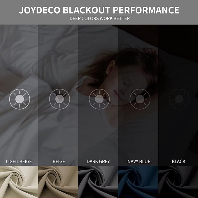 Joydeco Blackout Curtains 72 inches Long 2 Panels Set, Thermal Insulated Long Curtains & Drapes 2 Burg, Room Darkening Grommet Drapes for Bedroom Living Room Windows (W42 x L72 Inch, Brown)