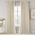 Cream Extra Long 132 Inch 100% Blackout Curtains for Livingroom Neutral Boho Linen Blend Farmhouse Curtain Drapes Sound Proof Drapes Privacy Ceiling Track Villa Bedroom 11Ft(W52 xL132 2 Panels)