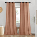 NICETOWN Linen Terracotta Window Curtains 84 inches Long, Grommet Thick Linen Blend Window Treatments Privacy Assured with Light Filtering for Bedroom/Living Room, W42 x L84