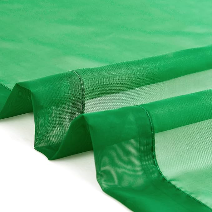 SpaceDresser Sheer Voile Window Treatment Rod Pocket Curtain Panels for Kitchen Bedroom Living Room Drapes Sunlight Filtering Privacy Semi Home Decor Assorted Colors Sizes (Green, 52 W x 54 L)