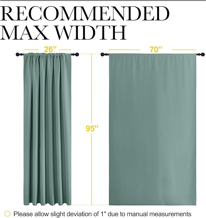 NICETOWN 2 Panels Blackout Curtains, Rod Pocket Thermal Insulated Drapess for Bedroom, Privacy Protection Easy-Care Heavy Duty Curtains for Living Room/Dining Room, W70 x L95 inches, Greyish Blue