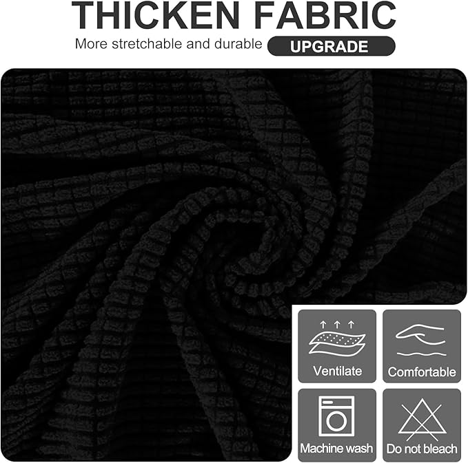 U-NICE HOME Stretch Futon Cover Armless Bed Slipcover - Soft Jacquard Fabric Washable for Pet Friendly, Black