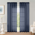 OWENIE Sheer Curtains 84 Inches Long 2 Panels Set, Sheer Navy Blue Curtains for Living Room Bedroom 59 Inch Extra Wide, Modern Voile Filmy Rod Pocket Drapes, 2 Pcs, Each 59 W x 84L, Navy Blue