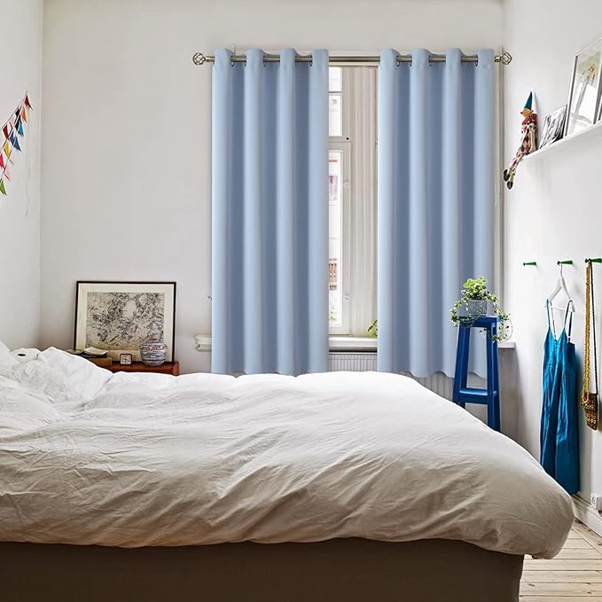 BGment Blackout Curtains for Bedroom - Grommet Thermal Insulated Room Darkening Curtains for Living Room, Set of 2 Panels (52 x 72 Inch, Spa Blue)