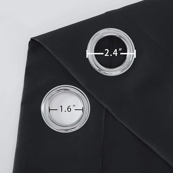 LEMOMO Black Blackout Curtains 52 x 63 Inch Length/Set of 2 Curtain Panels/Thermal Insulated Room Darkening Curtains for Bedroom and Living Room
