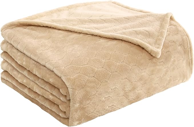 TOONOW Fleece Blanket Super Soft Cozy Throw Blanket 50" x 60", Lightweight Fuzzy Comfy Textured Flannel Blanket Warm Plush Throw Blankets for Couch, Sofa, Bed, Apricot