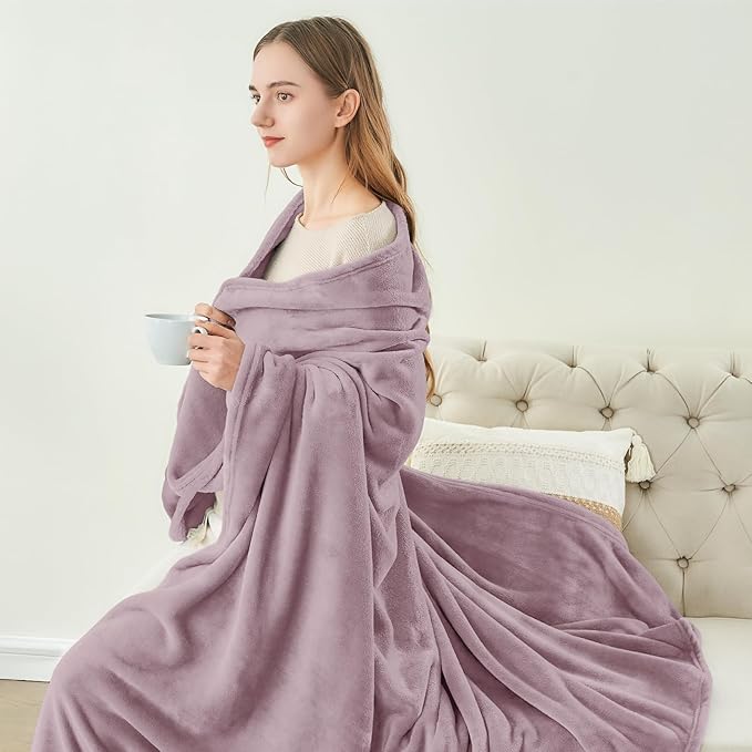 BEDELITE Fleece Blanket Twin Size Dusky Violet Throw Blankets for Couch & Bed, Luxury Plush Cozy Fuzzy Blanket 60x80 inches, Super Soft Warm Lightweight Throw Blanket for Travel Camping