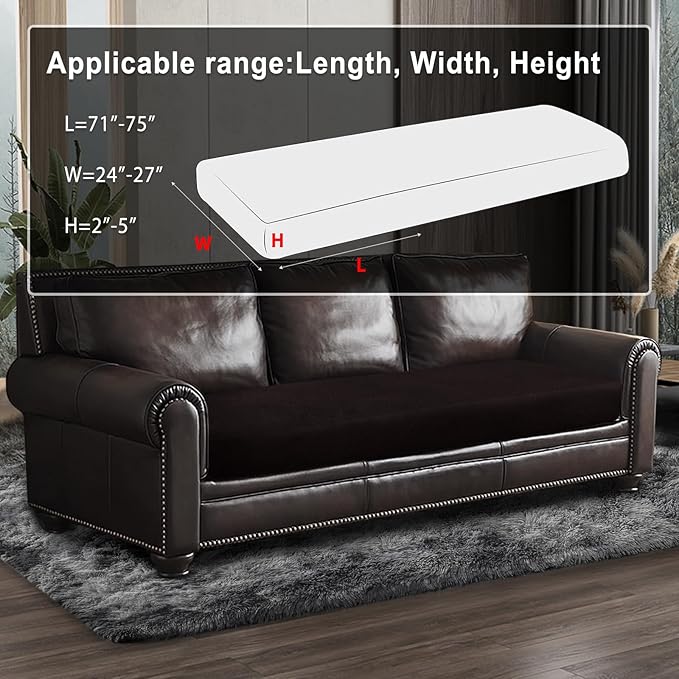 Leather Look Couch Cushion Covers Sofa Seat Slipcovers Sets Couches Furniture Protector for Sectional Armchair Loveseat Pets Kids Stretch Spandex Fabric (1 Cushion Sofa, Chocolate)