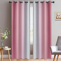 Yakamok Room Darkening Gradient Color Ombre Curtains 84 Inch Length, Thermal Insulated Grommet Window Drapes for Living Room/Bedroom (Pink and Greyish White, 2 Panels, 52x84 Inch)