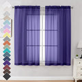 OVZME Purple Sheer Curtains 63 inch Length 2 Panels Set for Farmhouse/Kitchen Room, Elegant Light Filtering Voile Window Treatments, Each is 42W x 63L Inches, Purple