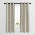 NICETOWN Bedroom Blackout Curtains 63 inches Long - Window Treatment Thermal Insulated Solid Grommet Room Darkening Voice Reducing Drapes for Living Room (Natural, Set of 2, W37 x L63)