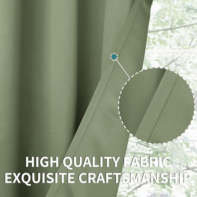 BGment Room Darkening Curtains 95 Inches Long - Grommet Thermal Insulated Drapes Window Treatment Curtains for Bedroom, 2 Panels, 52 x 95 Inch, Grass Green