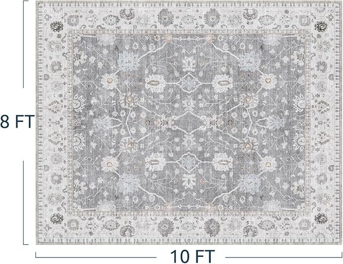 AMOAMI-8x10 Area Rugs-Boho Rugs for Living Room Machine Washable-3D Rugs for Bedroom-Non Slip Floor Rug-Moroccan Indoor Carpet for Bedroom Dining Room