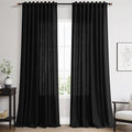 Nanspring Extra Long 108 Inch Curtains Linen for Living Room Black Simple Modern Privacy Curtains Back Tab Rod Pocket Long Semi Sheer Curtain Drapes for Bedroom 9Ft 60x108