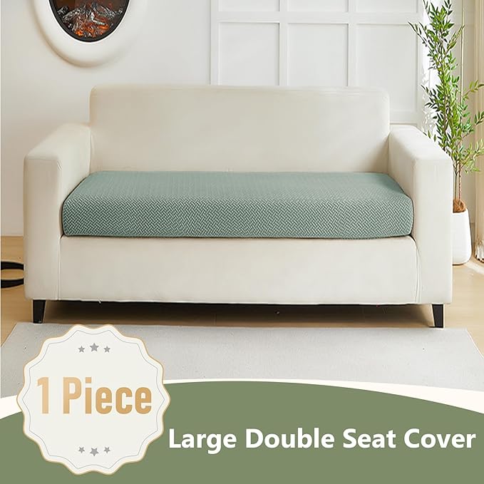 Couch Cushion Covers for Sofa Couch Covers Wear-Resistant Universal Sofa Cover Washable Stretch for Sectional Slipcovers (Texture-Green,Large Double Seat Cover)