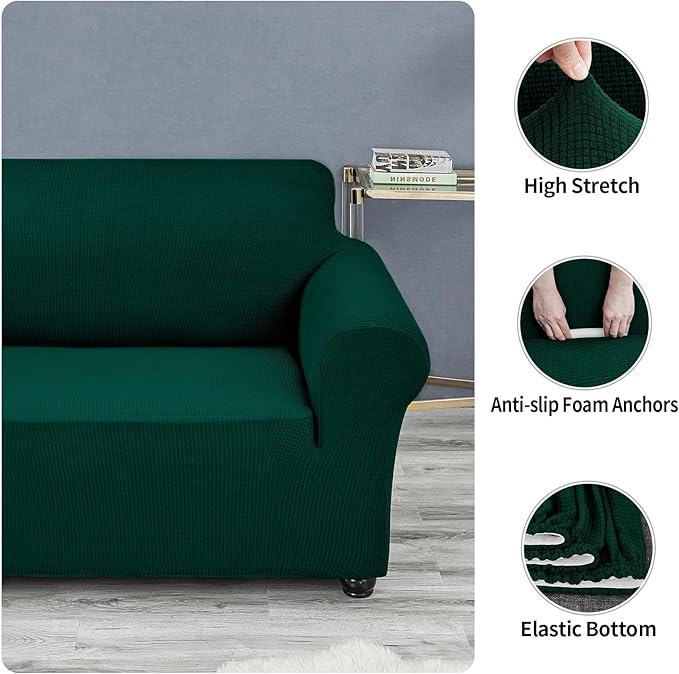 Joccun Christmas Stretch Chair Couch Cover,1-Piece Sofa Slipcover Spandex Jacquard Fabric Sofa Covers with Elastic Bottom,Washable Furniture Protector for Dogs,Cats,Kids(Armchair,Hunter)