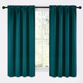 NICETOWN Teal Blackout Cafe Faux Silk Curtains for Small Windows, 42" Wide by 63" Long, 2 Panels, Rod Pocket Thermal Insulated Blackout Satin Drapes for Bedroom