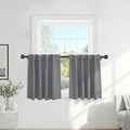 PONY DANCE Short Curtains Half Window Curtains for Kitchen,Small Drapes for Bathroom Window, Width 29 x Length 30 inches, Silver Grey, 2 Pieces
