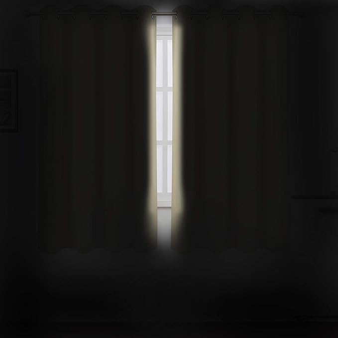 LEMOMO Beige Blackout Curtains 66 x 63 Inch Length/Set of 2 Curtain Panels/Thermal Insulated Room Darkening Blackout Curtains for Bedroom