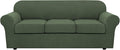 H.VERSAILTEX 4 Piece Stretch Sofa Covers for 3 Cushion Couch Covers for Living Room Furniture Slipcovers (Base Cover Plus 3 Seat Cushion Covers) Upgraded Thicker Jacquard Fabric (Sofa, Bronze Green)