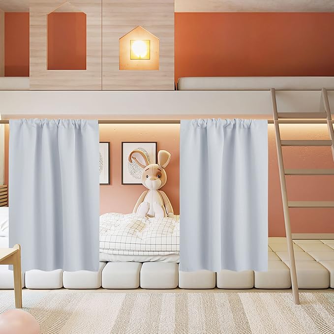 RYB HOME Half Curtain Tiers 36 inch Length, Rod Pocket Summer Heat Blocking Thermal Insulated Short Curtains for Small Window, Width 34 by Length 36, Greyish White, 2 Panels