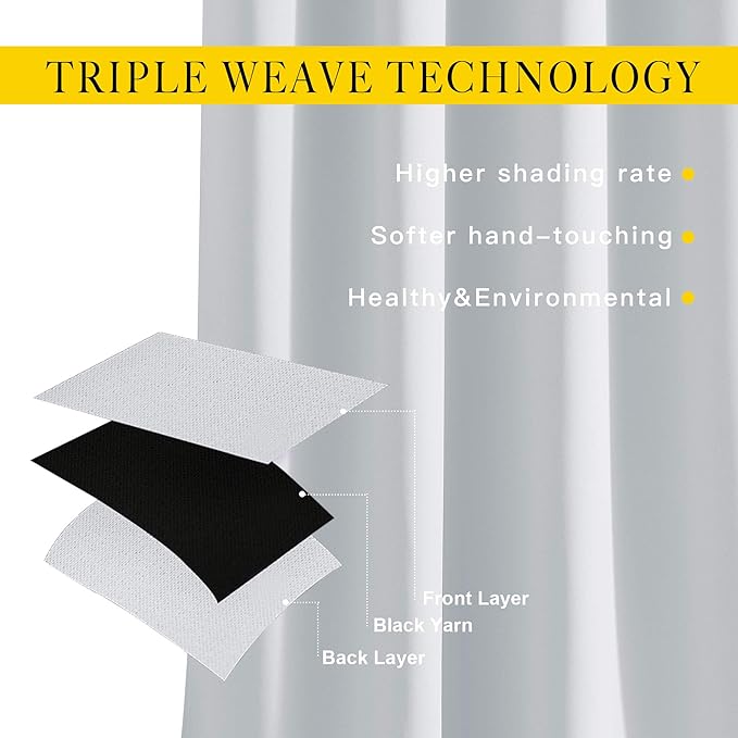 NICETOWN Room Darkening Curtains for Living Room - Easy Care Solid Thermal Insulated Grommet Darkening Curtains/Panels/Drapes for Bedroom (2 Panels, 52 by 72, Greyish White)