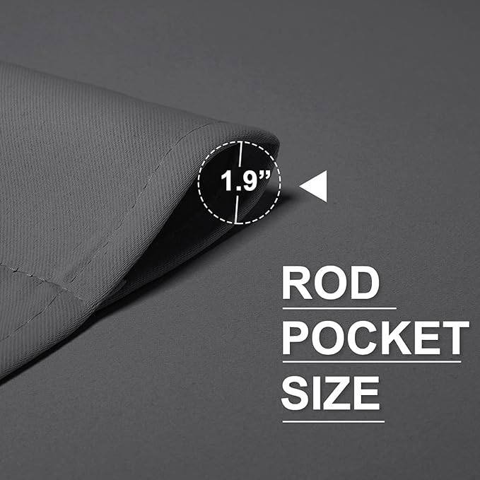 RYB HOME 2 Panels Blackout Doorway Curtains, Thermal Insulated Privacy Rod Pocket Easy Installation Drapes for Living Room Bedroom Dining Room, Width 34 by Length 80, Grey