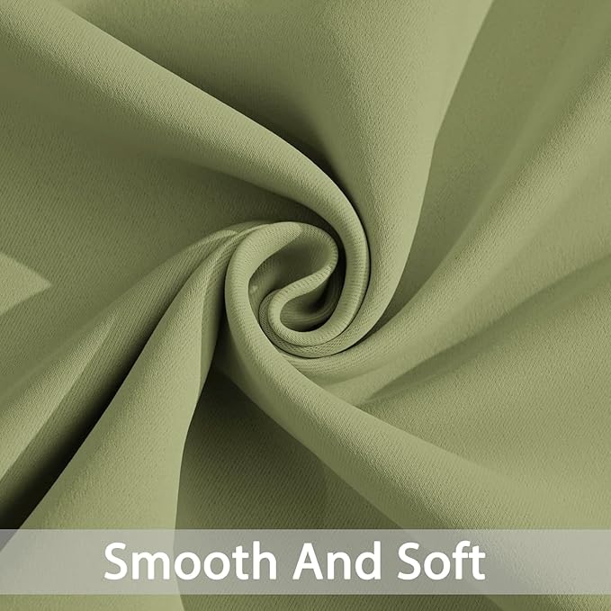 Yakamok Room Darkening Blackout Curtains for Bedroom,Thermal Insulated Grommet Top Light Blocking Window Drapes for Living Room,42W x 72L,Sage Green,2 Panels