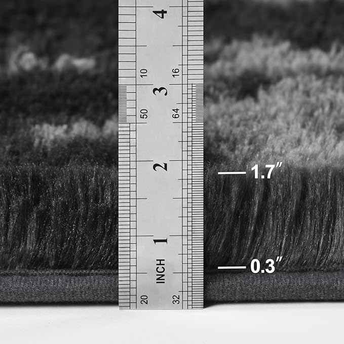 Deerhoo Large Shag Area Rugs 8 x 10, Tie-Dyed Plush Fuzzy Rugs for Living Room, Ultra Soft Fluffy Furry Rug for Bedroom, Indoor Carpet Nursery Rugs for Kids Room Home Decor, Dark Grey
