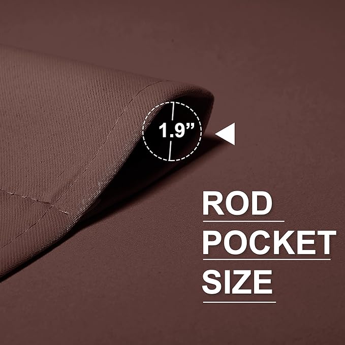 RYB HOME Blackout Curtains for Bedroom Living Room 63 inches Long, Thermal Insulated Privacy Rod Pocket Drapes for Nursery Office Home Theater, Width 42 by Length 63, Chocolate Brown, 2 Panels