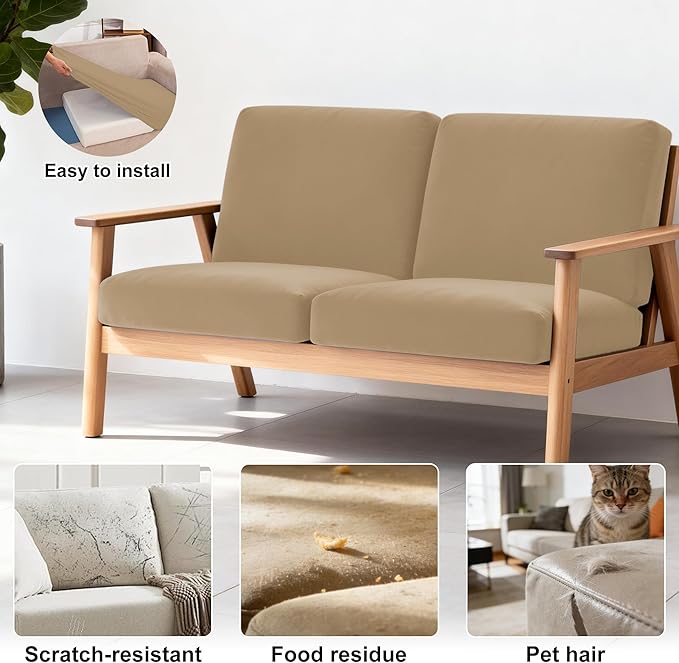 4Pcs Patio Stretch Cushion Covers,Outdoor Sofa Replacement Cover Slipcovers for Patio Furniture Cushion Covers, Washable Reusable Furniture Protector