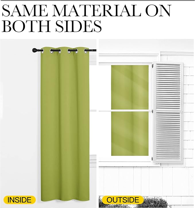 NICETOWN Fresh Green Blackout Curtains 120 inches Length for Living Room, 2 Panels, 55" Wide, Thermal Insulated Long Drapes for Large Window