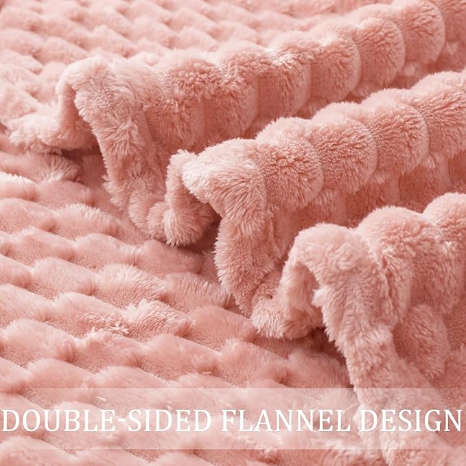 Exclusivo Mezcla Fleece Queen Blanket for Bed, Extra Large Fuzzy Dusty Pink Bed Blankets, Soft Cozy Plush Sofa Throws for All Seasons, 90x90 Inches